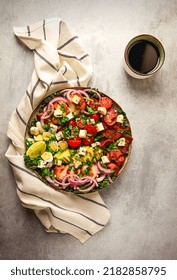 Cobb Salad, Keto Food, Top View, No People, Close-up,