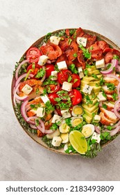 Cobb Salad, Keto Food, Top View, No People, Close-up,