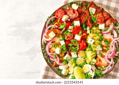 Cobb Salad, Keto Food, Top View, No People, Close-up,