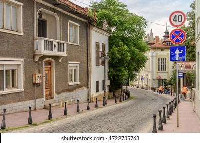 Cobbled Street Of The Old Town In The Ancient City Of Veliko Tarnovo In Northern Bulgaria