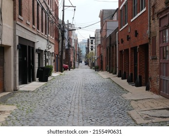 Cobblestone Alley Street In Hoboken New Jersey