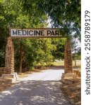 Cobblestone entrance to historic town of Medicine Park, Oklahoma