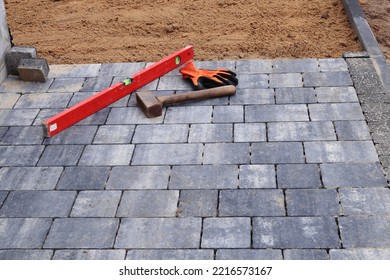 Cobblestone Pavement. Laying Paving Stones