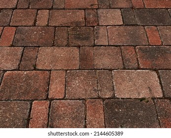 A Cobblestone Pavers Red Block Street Road Construction Driveway Surface Sidewalk Pathway