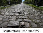 The cobblestone sector of Arenberg Forest in Paris–Roubaix which  is famous its for rough terrain. It is also known as the Hell of the North. 