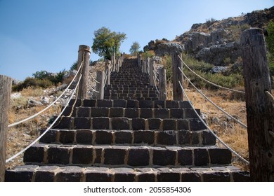 Cobblestone Staircase On A Mountain Hiking Trail In Lebanon