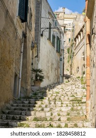 Cobblestone Stairs In The Old Town Of Matera.