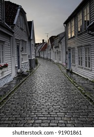 Cobblestone Street In Stavanger Norway