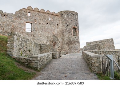 Cobblestone Walls, Tower, And A Bridge Entrance In To The Devín Castle, Slovakia