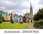 Cobh in county Cork, Ireland. Colorful Irish town. Deck of Cards colorful houses.