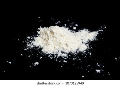 Cocaine Drug Powder Pile On Black Background