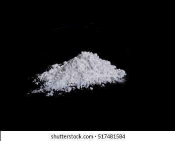 Cocaine Drug Powder Pile On Black Background