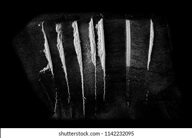 Cocaine Line Isolated On Black Background 