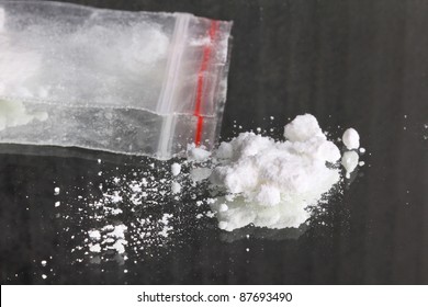 Cocaine Pile And Pocket With Cocaine, Closeup