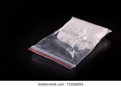 Cocaine Plastic Packet On Black Background Stock Photo 713268361 ...