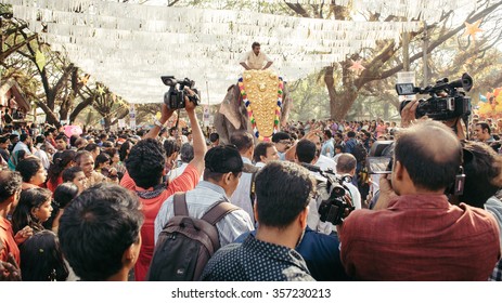 Cochin, India - January 1, 2016:  People Take Part In Traditional New Year Celebration  In Fort Kochi India.