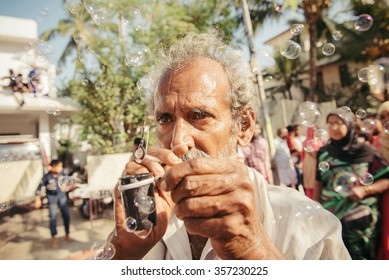 Cochin, India - January 1, 2016:  People Take Part In Traditional New Year Celebration  In Fort Kochi India.