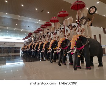 Cochin, Kerala/India - May 19 2017 : Statues Of Elephants In Cochin International Airport Kerala India.