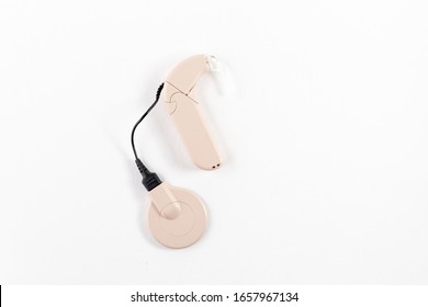 Cochlear Implant On A White Background. Hearing Aid. MED-EL