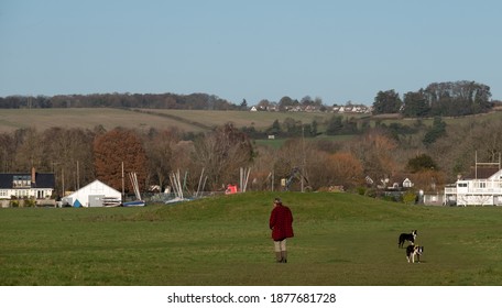 Cock Marsh Beside The River Thames Near Cookham, Berkshire, UK. The Grassy Mound Is A Bronze Age Burial Site.