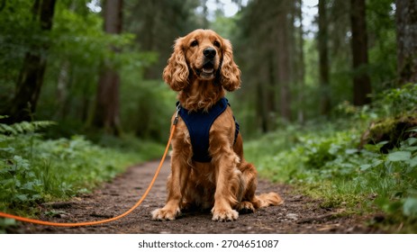 Cocker Spaniel Walking In Forest