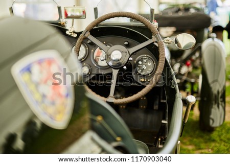 Cockpit of a classic car race car