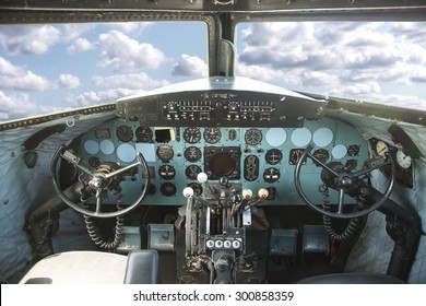 Cockpit Of An Old Airplane