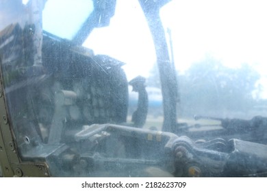 The Cockpit Of A Retired Indonesian Air Force Military Aircraft On Display At The Aerospace Museum, Yogyakarta