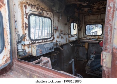 Cockpit Of Soviet Military Engineering Vehicle Near Ghost Town Pripyat In Chernobyl Exclusion Zone, Ukraine