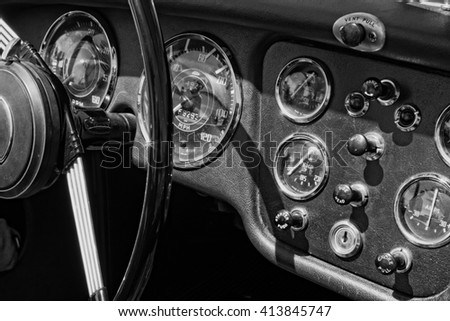 Cockpit of vintage sports car