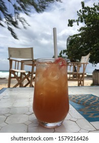 Cocktail In Beach Bar In Barbados, Caribbean