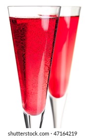 Cocktail collection - Kir royal with champagne. Isolated on white background