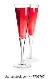 Cocktail Collection - Kir Royal With Champagne. Isolated On White Background