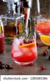 Cocktail Cranberry Orange Bourbon Smash With A Spicy Hint Of Thyme