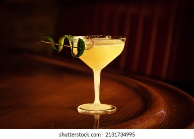 cocktail daiquiri style in a wooden bar ambience