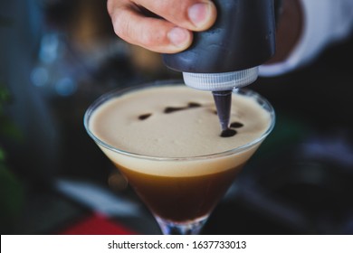 Cocktail Expresso Martini Being Decorated