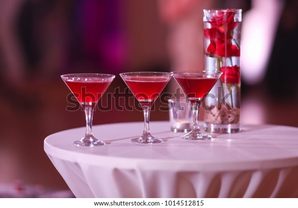 Cocktail Glass Vase Red Roses Stock Photo Edit Now 1014512815