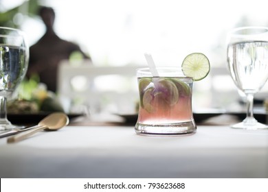 Cocktail In High End Pool Side Restaurant