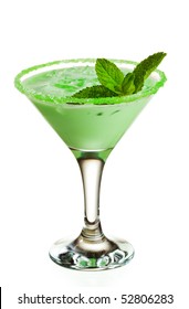 Cocktail Midori Cream With Liquer And Mint