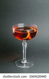 Cocktail Negroni With Orange Peel In A Glass