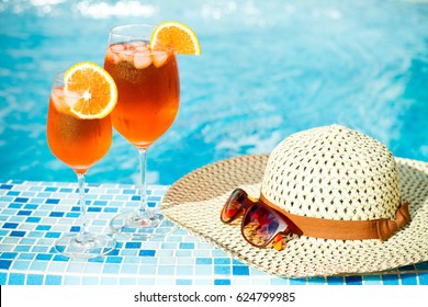 Cocktail On The Pool Nosing At The Tropical Resort