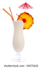 Cocktail Pina Colada Isolated On White