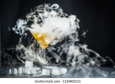 cocktail in smoke
