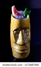 Cocktail Tiki Style Tiki-magay With Ice. Ceramic Cup