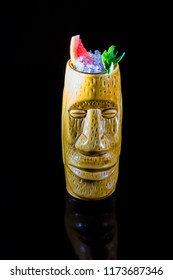 Cocktail Tiki Style Tiki-magay With Ice. Ceramic Cup