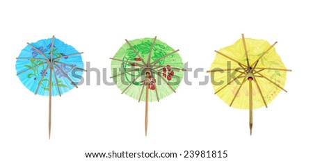Cocktail umbrellas isolated on white