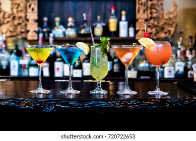 cocktails drinks on the bar