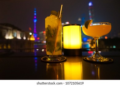 Cocktails On Shanghai Rooftop Bar 