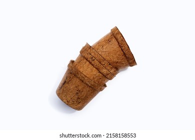 Coco Coir Pots On White Background.