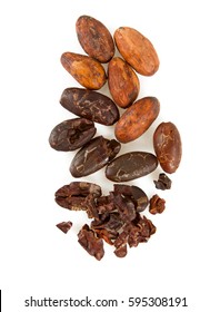 Cocoa Beans And Nibs Isolated